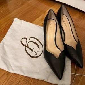 M. Gemi black leather heels made in Italy